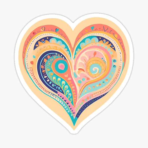 Heart Paisley Sticker