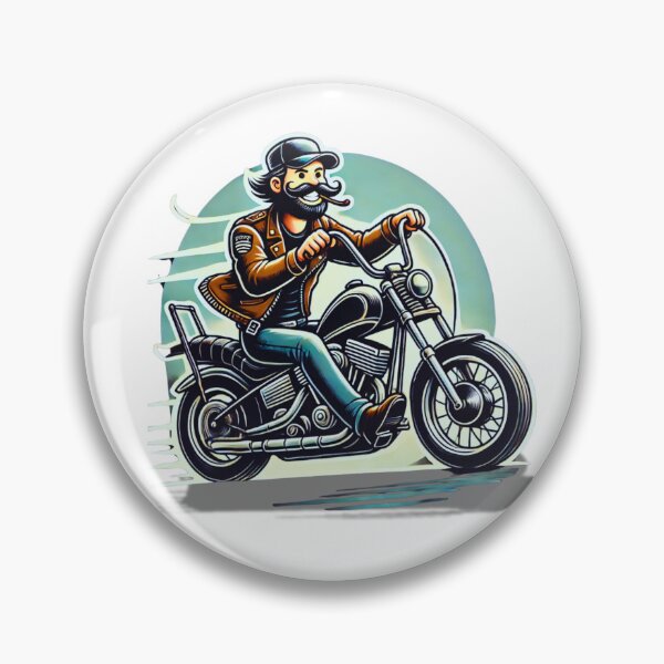 Item preview, Cartoon Biker on Chopper Motorcycle Illustration designed and sold by BogskyShop.