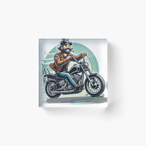 Item preview, Cartoon Biker on Chopper Motorcycle Illustration designed and sold by BogskyShop.