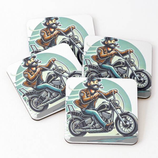 Item preview, Cartoon Biker on Chopper Motorcycle Illustration designed and sold by BogskyShop.