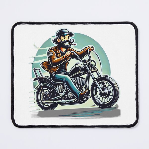 Item preview, Cartoon Biker on Chopper Motorcycle Illustration designed and sold by BogskyShop.