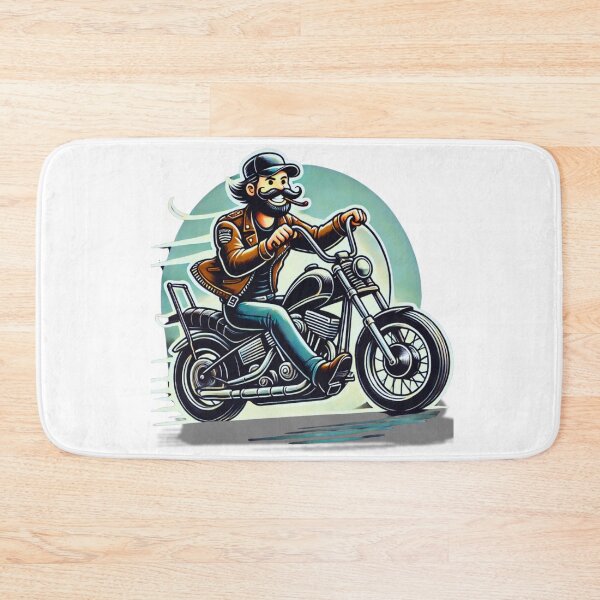 Item preview, Cartoon Biker on Chopper Motorcycle Illustration designed and sold by BogskyShop.