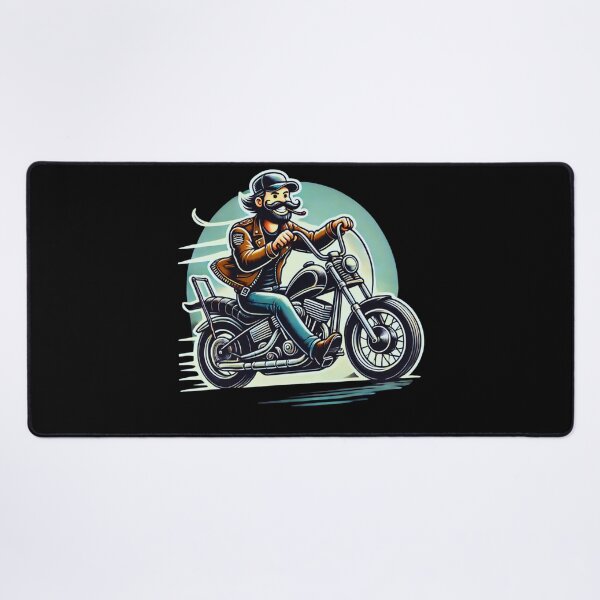 Item preview, Cartoon Biker on Chopper Motorcycle Illustration designed and sold by BogskyShop.