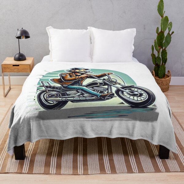 Item preview, Cartoon Biker on Chopper Motorcycle Illustration designed and sold by BogskyShop.