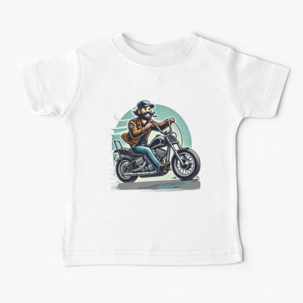 Item preview, Cartoon Biker on Chopper Motorcycle Illustration designed and sold by BogskyShop.