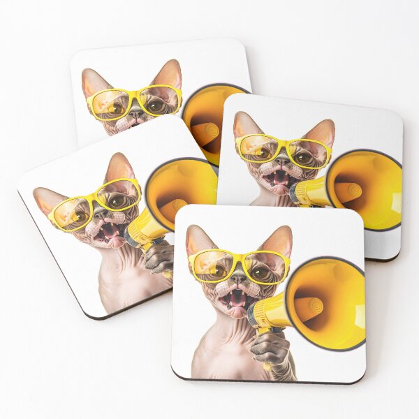 Item preview, Cat wearing glasses with a megaphone designed and sold by anytka.