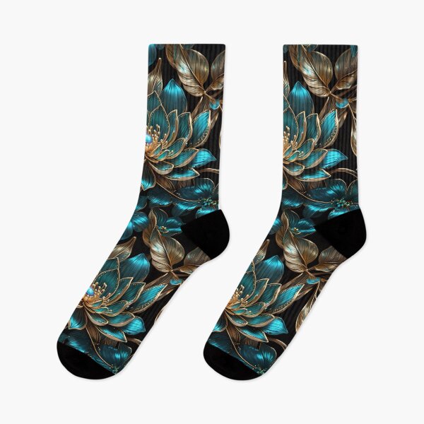 Item preview, Opulent Turquoise & Gold Lotus Floral | Jewel-Toned Gothic Botanical designed and sold by Juliette Ozkalfayan.