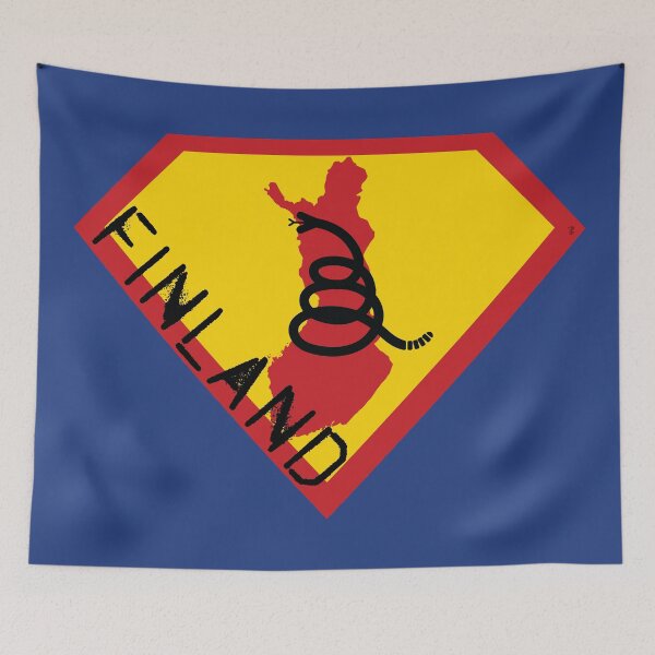 Item preview, FINN  FINNISH SHIELD - Freedom Is The Superpower - Modern Gadsden Snake Flag - Dont Tread On Me SUPERHERO FINLAND spellout design designed and sold by pelagio.