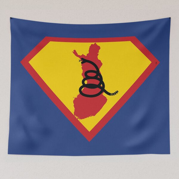 Item preview, FINN  FINNISH SHIELD - Freedom Is The Superpower - Modern Gadsden Snake Flag - Dont Tread On Me SUPERHERO FINLAND design designed and sold by pelagio.