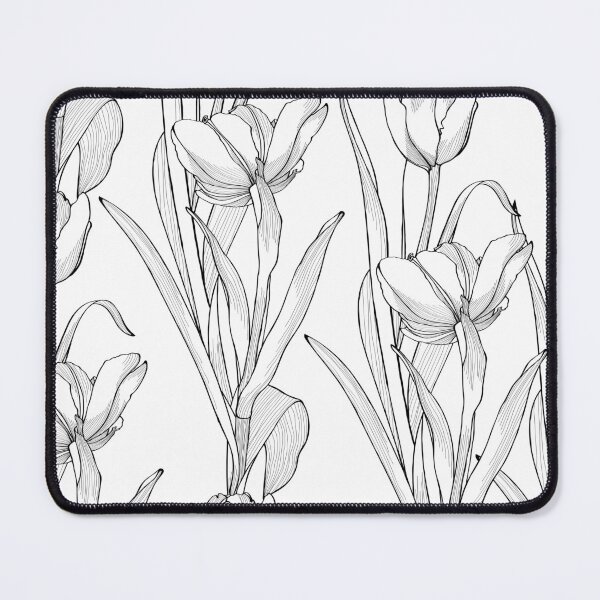 Item preview, Nature seamless pattern. Hand drawn tulips background: black and white flowers, line art.  designed and sold by MatyKotiv.