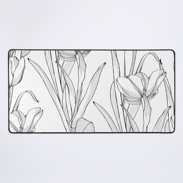 Item preview, Nature seamless pattern. Hand drawn tulips background: black and white flowers, line art. designed and sold by MatyKotiv.