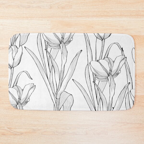 Item preview, Nature seamless pattern. Hand drawn tulips background: black and white flowers, line art.  designed and sold by MatyKotiv.
