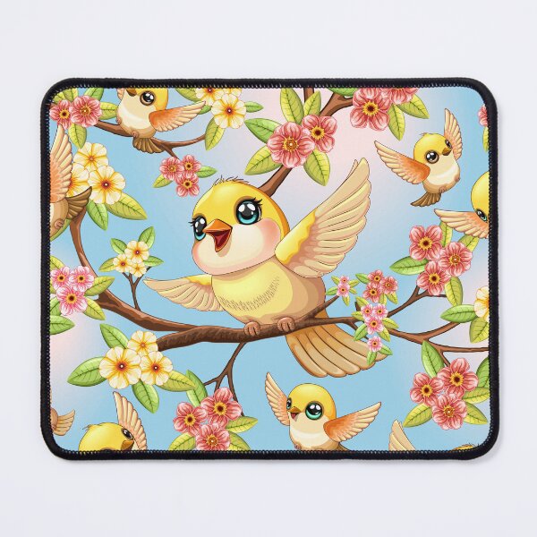 Item preview, Cute and Happy Birds among Spring Flowers designed and sold by BluedarkArt.