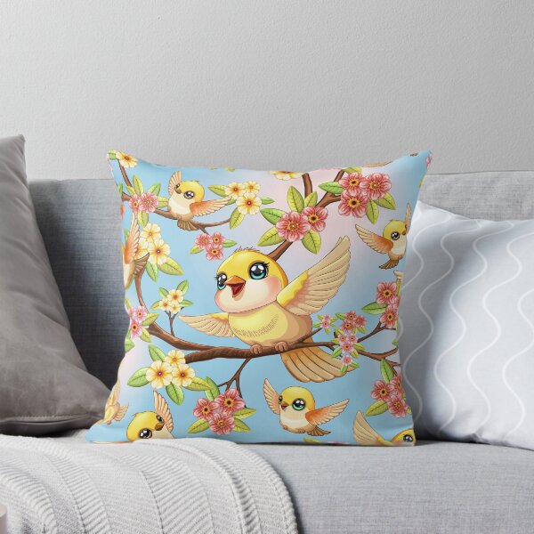 Item preview, Cute and Happy Birds among Spring Flowers designed and sold by BluedarkArt.