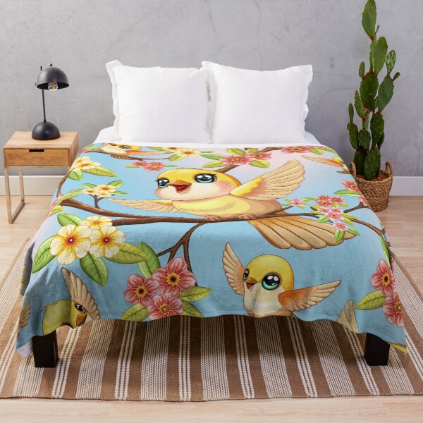 Item preview, Cute and Happy Birds among Spring Flowers designed and sold by BluedarkArt.