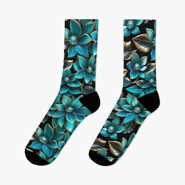 Item preview, Regal Teal & Gold Floral | Elegant Gothic Botanical Print designed and sold by Juliette Ozkalfayan.