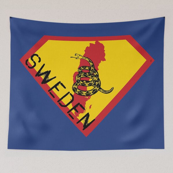 Item preview, SWEDISH SWEDE SHIELD - Freedom Is The Superpower -  Gadsden Snake Flag - Dont Tread On Me SUPERHERO SWEDEN spellout design designed and sold by pelagio.