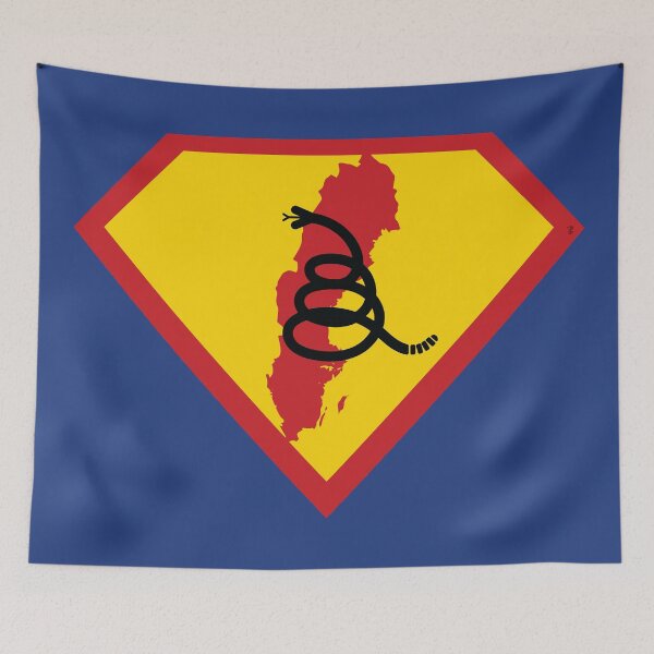 Item preview, SWEDISH SWEDE SHIELD - Freedom Is The Superpower - Modern Gadsden Snake Flag - Dont Tread On Me SUPERHERO SWEDEN design designed and sold by pelagio.