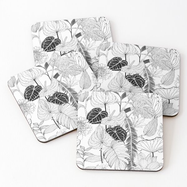 Item preview, Anthurium. Seamless floral pattern with line tropical flowers and palm leavs and anthurium leaves.  designed and sold by MatyKotiv.