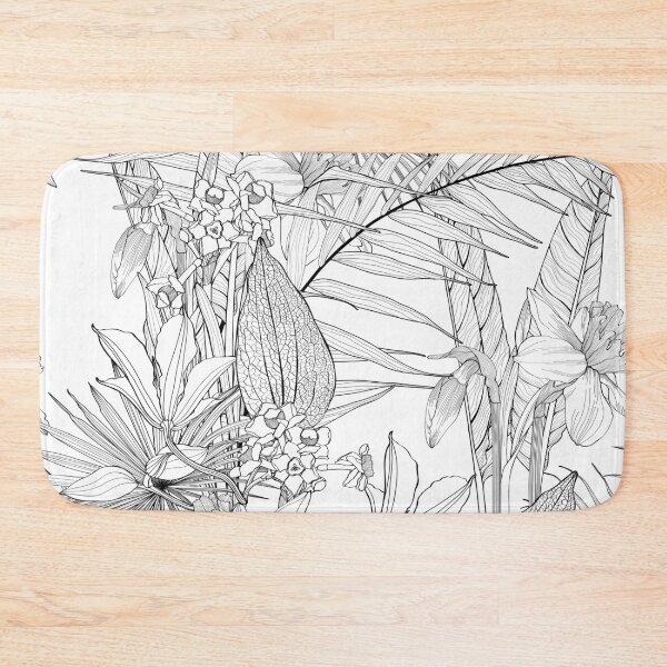 Item preview, Seamless floral pattern with line tropical flowers and palm leavs and anthurium leaves.  designed and sold by MatyKotiv.