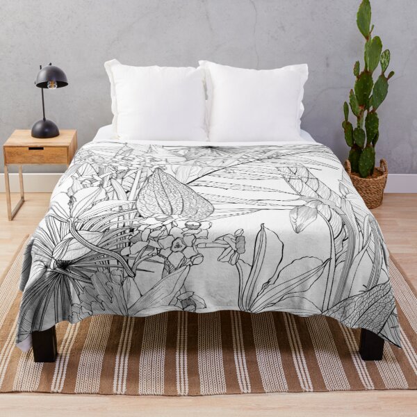 Item preview, Seamless floral pattern with line tropical flowers and palm leavs and anthurium leaves. designed and sold by MatyKotiv.
