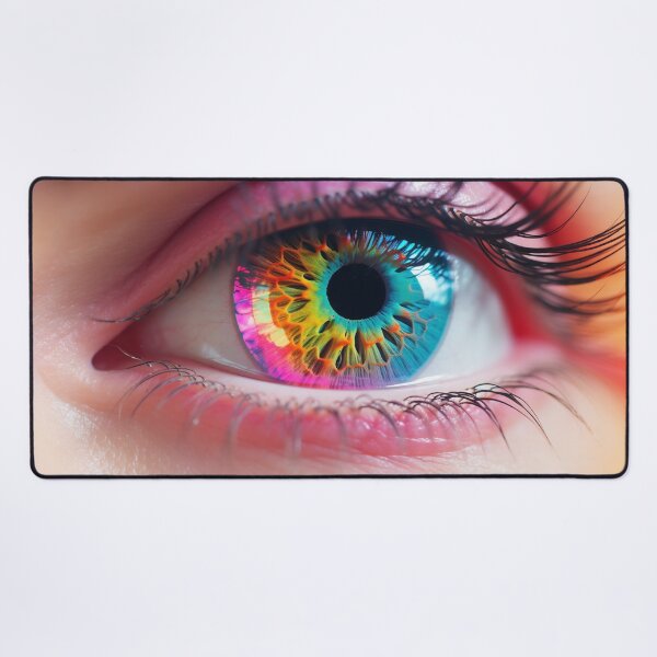 Item preview, A close-up of a vibrant, colorful eye showcasing a mesmerizing pattern of swirling hues in bright light designed and sold by anytka.