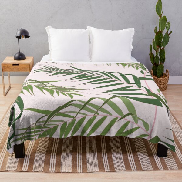 Item preview, Seamless pattern with tropical leaves. Dark and bright green palm leaves on the light pink background. designed and sold by MatyKotiv.