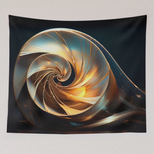 Item preview, Golden spiral object on black background designed and sold by anytka.