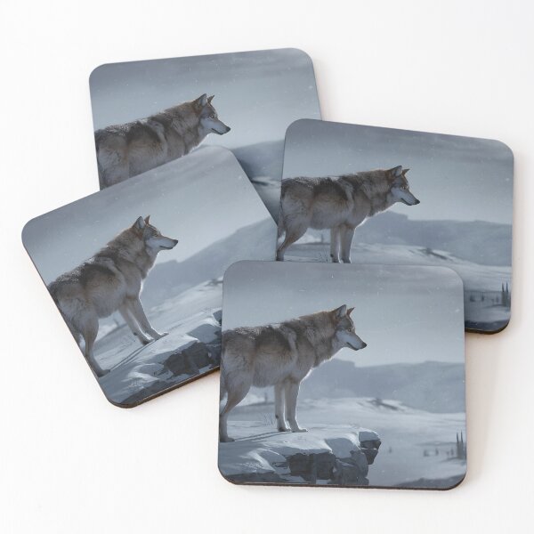 Item preview, A wolf on a cliff at night designed and sold by MakaltsisDesign.