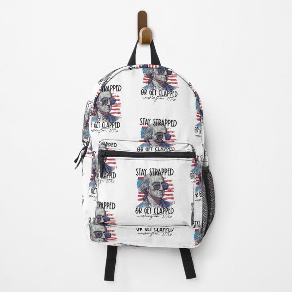 Item preview, "Stay Strapped or Get Clapped – George Washington 1776" Patriotic Historical Meme Design designed and sold by Colorful-Garden.