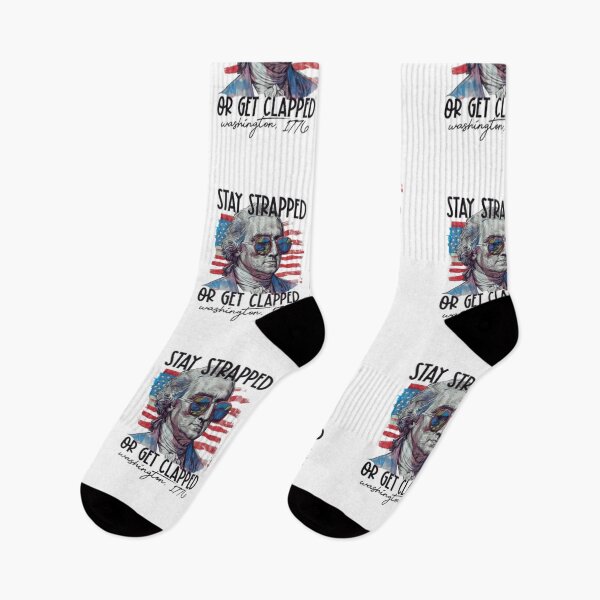Item preview,  "Stay Strapped or Get Clapped – George Washington 1776" Patriotic Historical Meme Design designed and sold by Colorful-Garden.