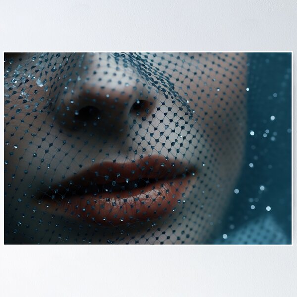 Item preview, Mysterious Woman: Close-Up with Blue Mesh Veil designed and sold by anytka.
