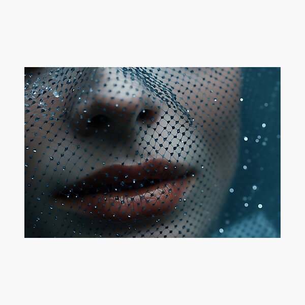 Item preview, Mysterious Woman: Close-Up with Blue Mesh Veil designed and sold by anytka.