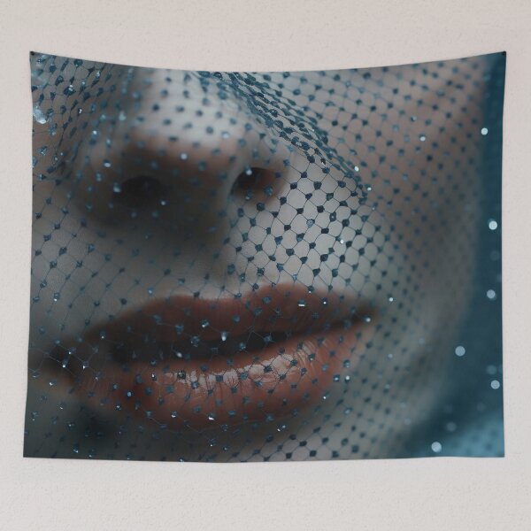 Item preview, Mysterious Woman: Close-Up with Blue Mesh Veil designed and sold by anytka.