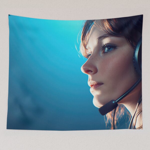 Item preview, Young woman with headset designed and sold by anytka.