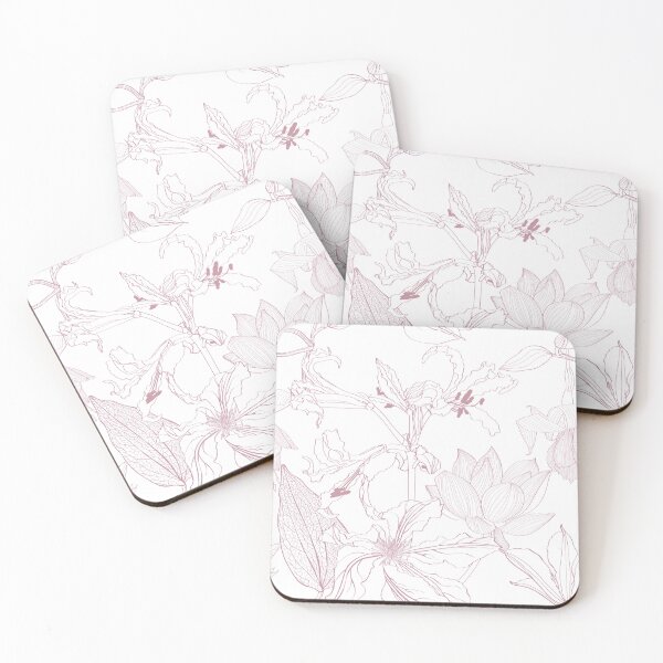 Item preview, Seamless floral pattern with line tropical flowers and palm leavs. Tropical pattern background.  designed and sold by MatyKotiv.