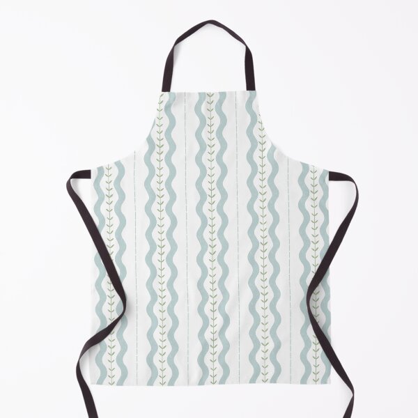 Item preview, Thick wavy vertical blue stripes and green vine designed and sold by PrettywithColor.