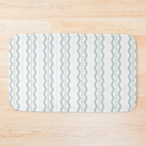 Item preview, Thick wavy vertical blue stripes and green vine designed and sold by PrettywithColor.