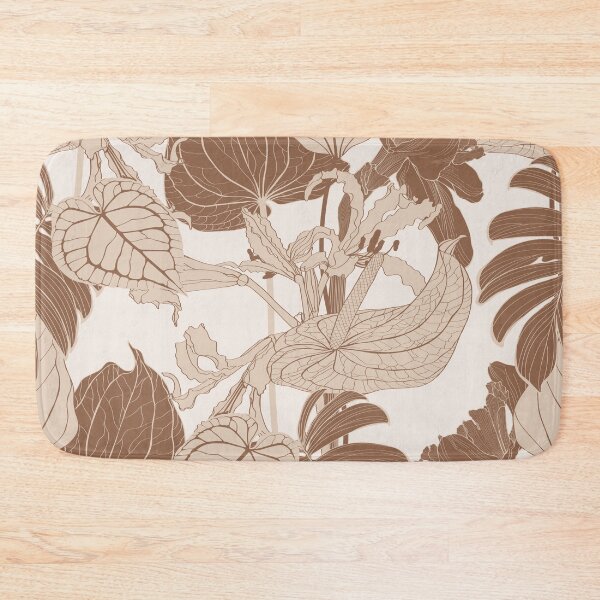 Item preview, Seamless floral pattern with line tropical flowers and palm leavs and anthurium leaves. designed and sold by MatyKotiv.