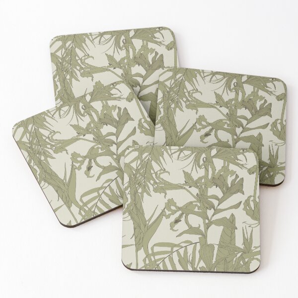 Item preview, Seamless floral pattern with line tropical flowers and palm leavs and anthurium leaves. designed and sold by MatyKotiv.