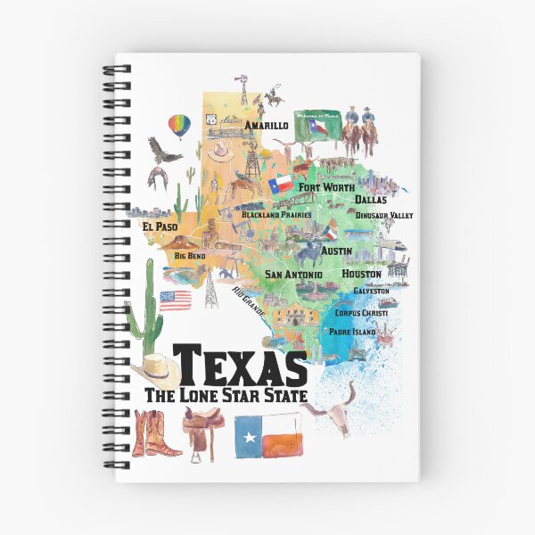 Item preview, Texas State USA Illustrated Travel Poster Favorite Map with Roads and Tourist Highlights designed and sold by artshop77.