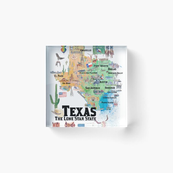 Item preview, Texas State USA Illustrated Travel Poster Favorite Map with Roads and Tourist Highlights designed and sold by artshop77.