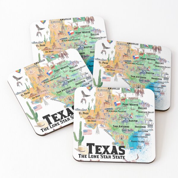 Item preview, Texas State USA Illustrated Travel Poster Favorite Map with Roads and Tourist Highlights designed and sold by artshop77.