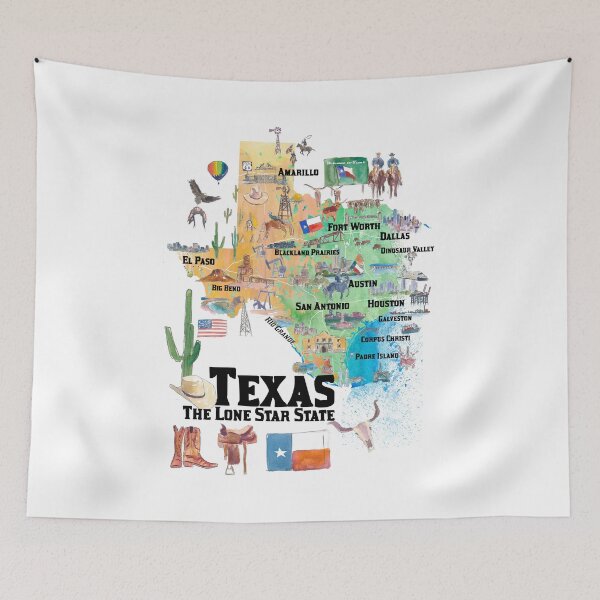 Item preview, Texas State USA Illustrated Travel Poster Favorite Map with Roads and Tourist Highlights designed and sold by artshop77.