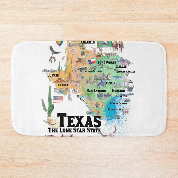 Item preview, Texas State USA Illustrated Travel Poster Favorite Map with Roads and Tourist Highlights designed and sold by artshop77.
