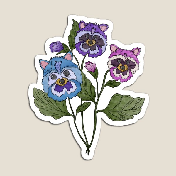 Item preview, Trash Pansies - Raccoon (Trash Panda) and Pansy Animal-Flower Hybrid  designed and sold by Marguerite Artistry.
