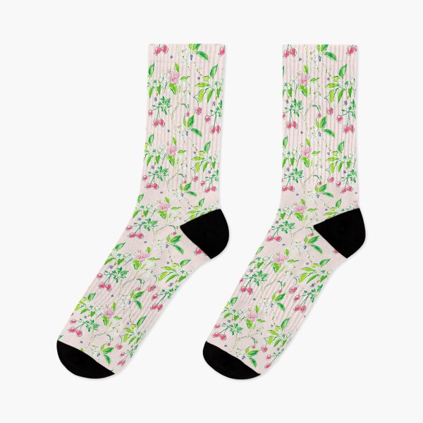 Item preview, Preppy Watercolor Spring Cherries Floral Lilly Aesthetic Pattern designed and sold by Creative Brat Design Studio.