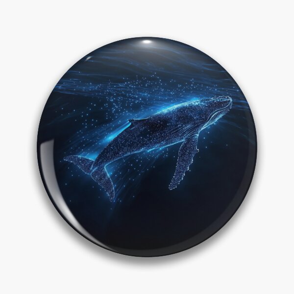 Item preview, Whale Gliding Through Bioluminescence in the Night Ocean designed and sold by MagicalOceanArt.
