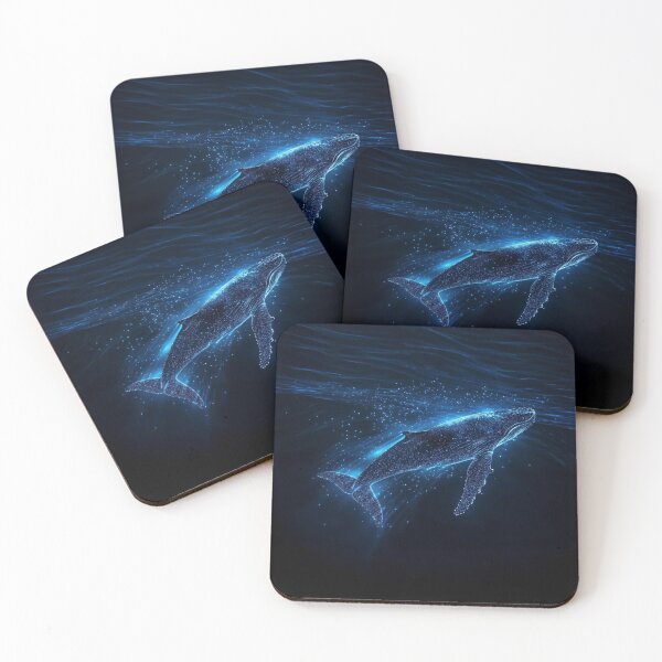 Item preview, Whale Gliding Through Bioluminescence in the Night Ocean designed and sold by MagicalOceanArt.