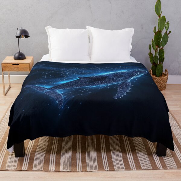 Item preview, Whale Gliding Through Bioluminescence in the Night Ocean designed and sold by MagicalOceanArt.
